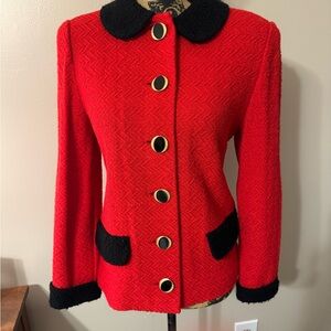 Chic Red and Black Vintage Women's Blazer